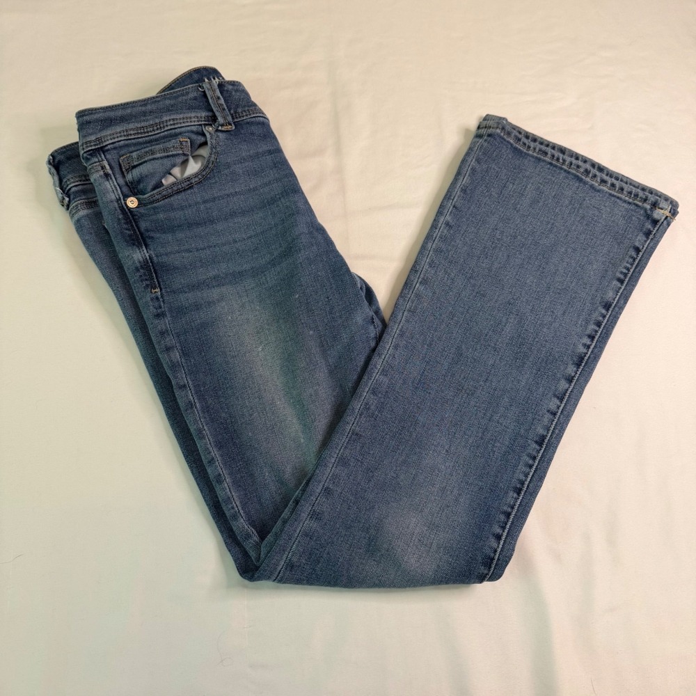 American Eagle Super Stretch Kick Boot Jeans Medium Wash Blue Denim Women 8 Reg